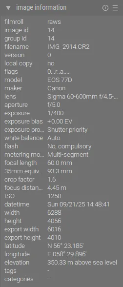 Модуль «image information»