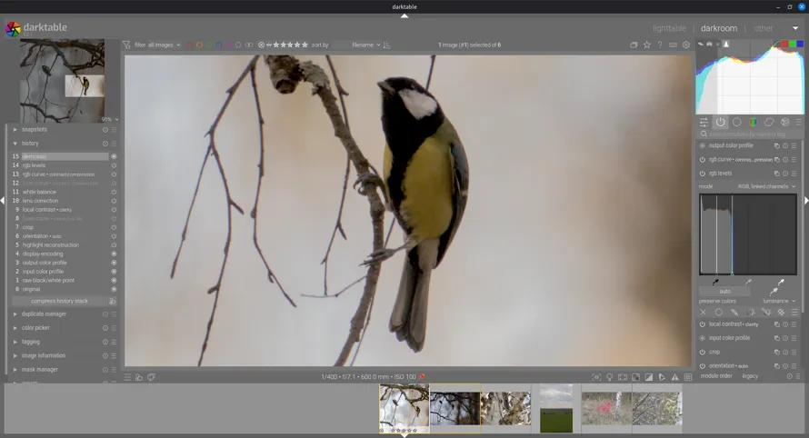 Скриншот представления darkroom Скриншот представления darkroom